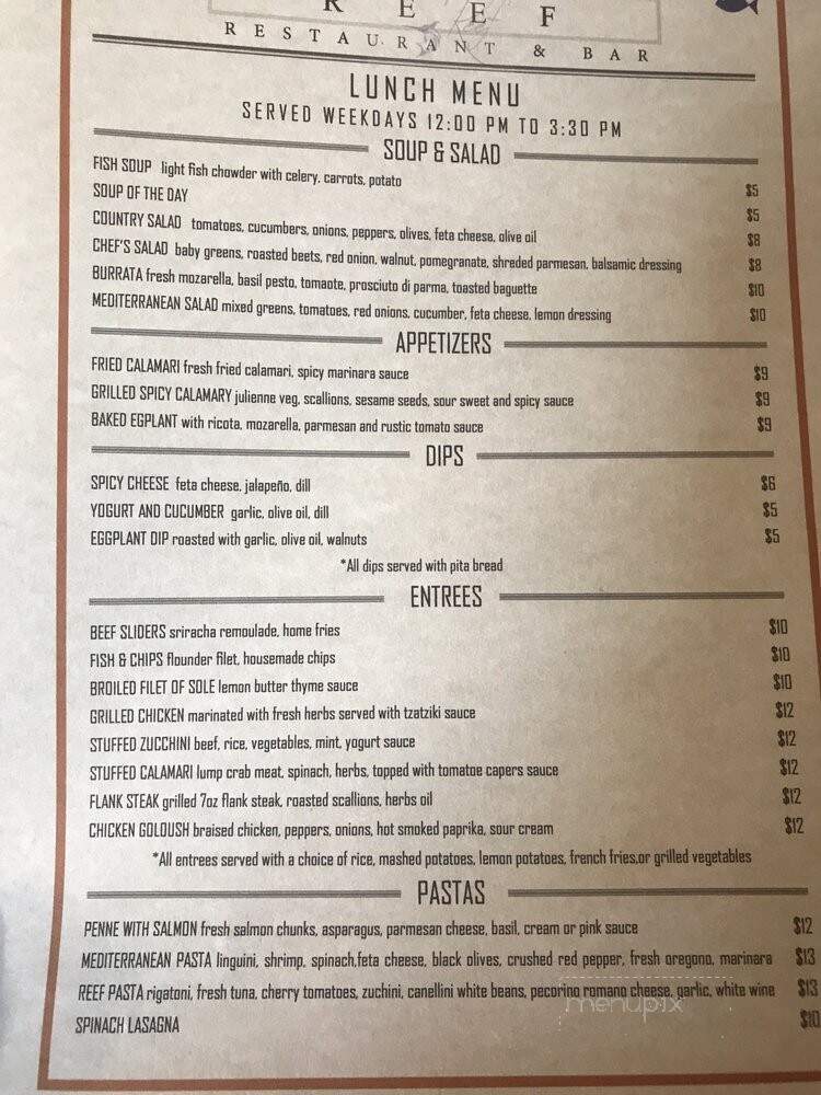 Reef Restaurant - Forest Hills, NY menu_pic