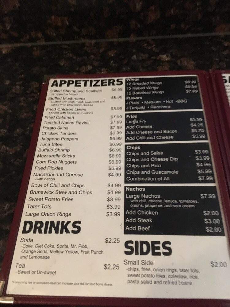 Flat Rock Bar and Grill - Powhatan, VA menu_pic