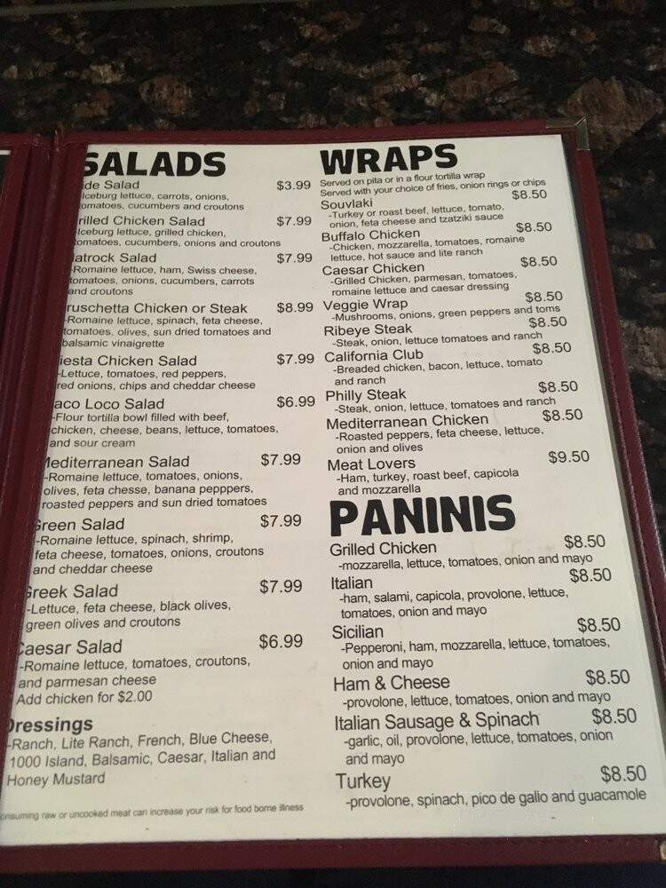 Flat Rock Bar and Grill - Powhatan, VA menu_pic