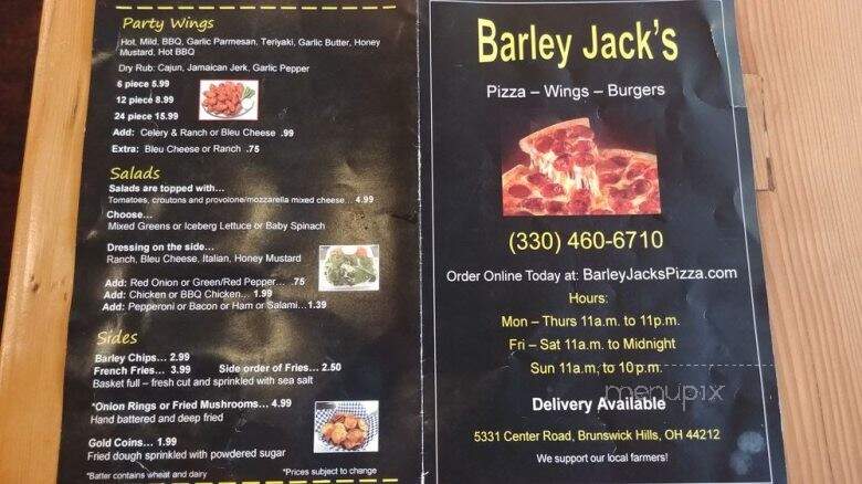 Barley Jacks Pizza - Brunswick Hills, OH menu_pic