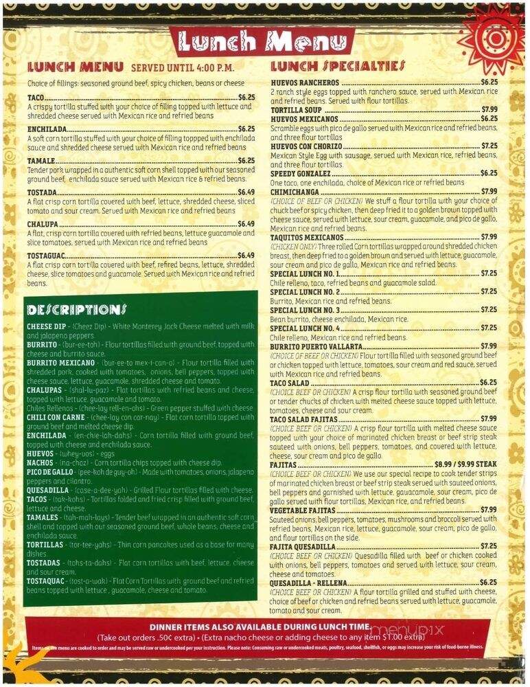 Puerto Vallarta - Scottsburg, IN menu_pic