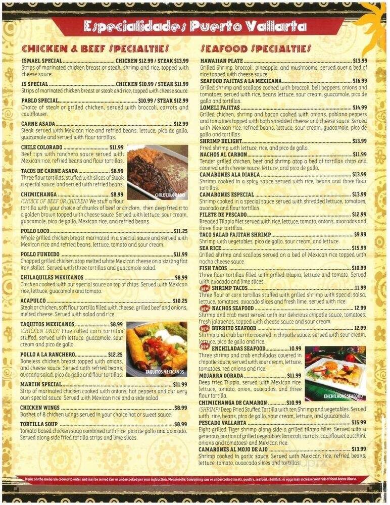 Puerto Vallarta - Scottsburg, IN menu_pic