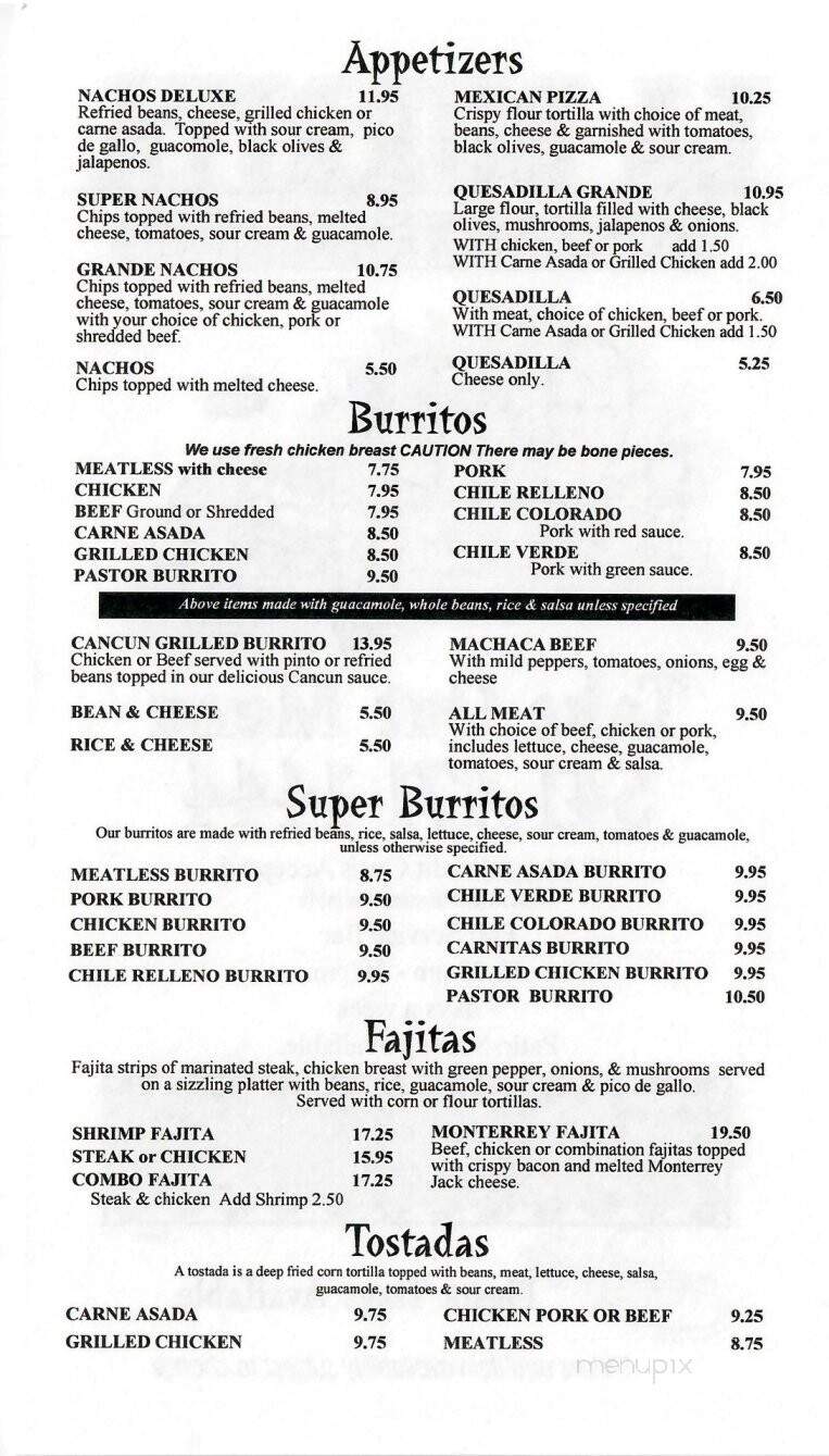 La Burrita Mexican Restaurant - Grants Pass, OR menu_pic