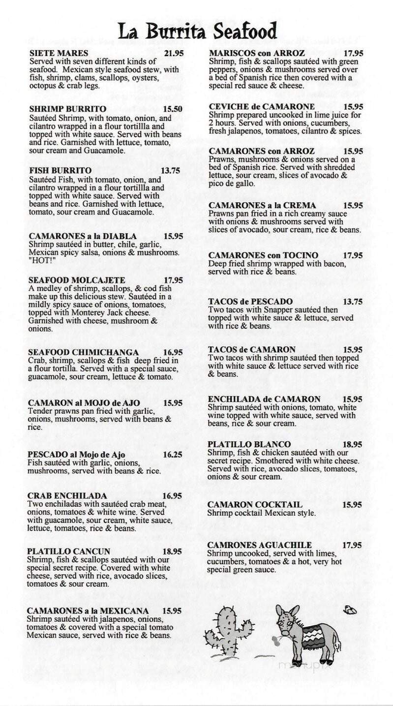 La Burrita Mexican Restaurant - Grants Pass, OR menu_pic
