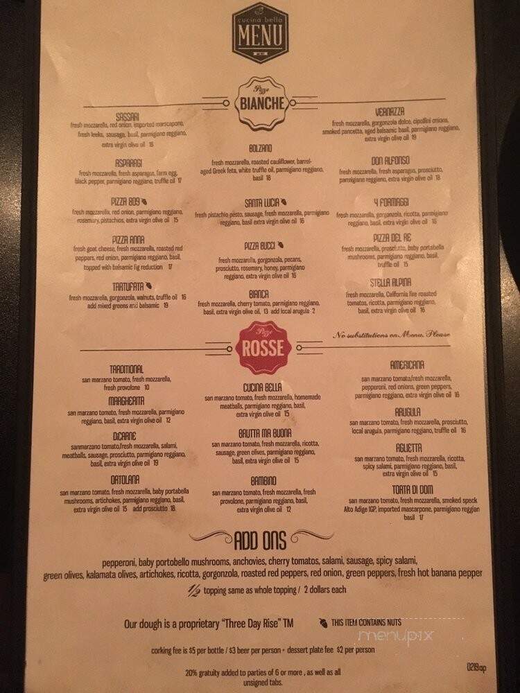 Cucina Bella - Bridgeville, PA menu_pic
