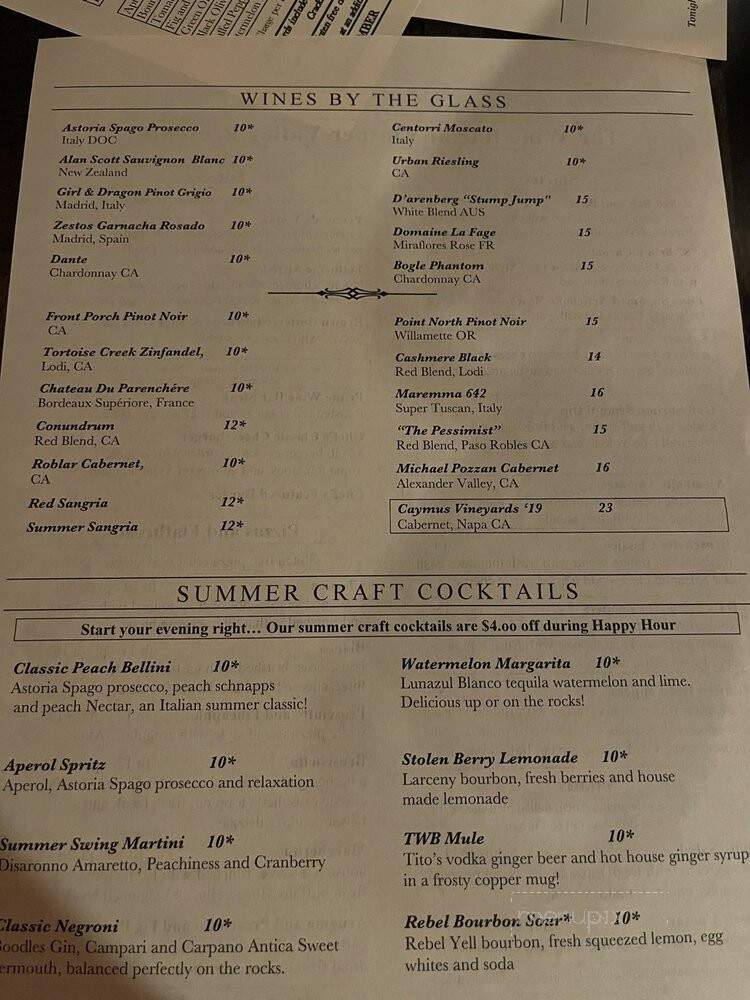 The Wine Bar at Vintner Valley - Morgantown, WV menu_pic