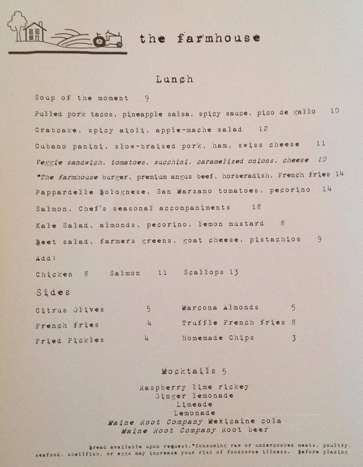 The Farmhouse - Needham, MA menu_pic