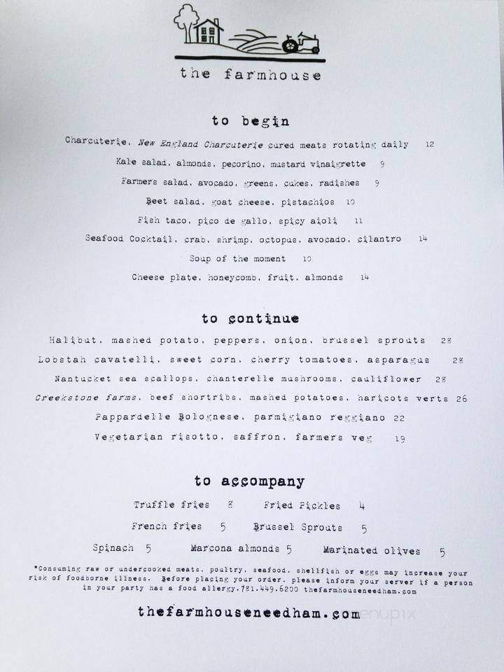 The Farmhouse - Needham, MA menu_pic