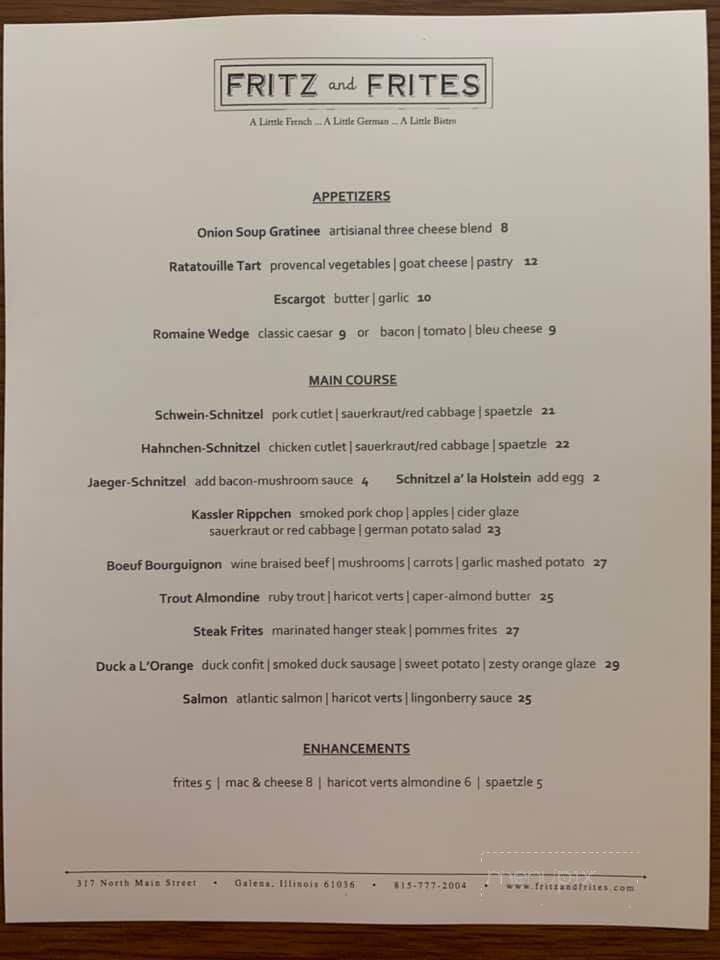 Fritz and Frites - Galena, IL menu_pic
