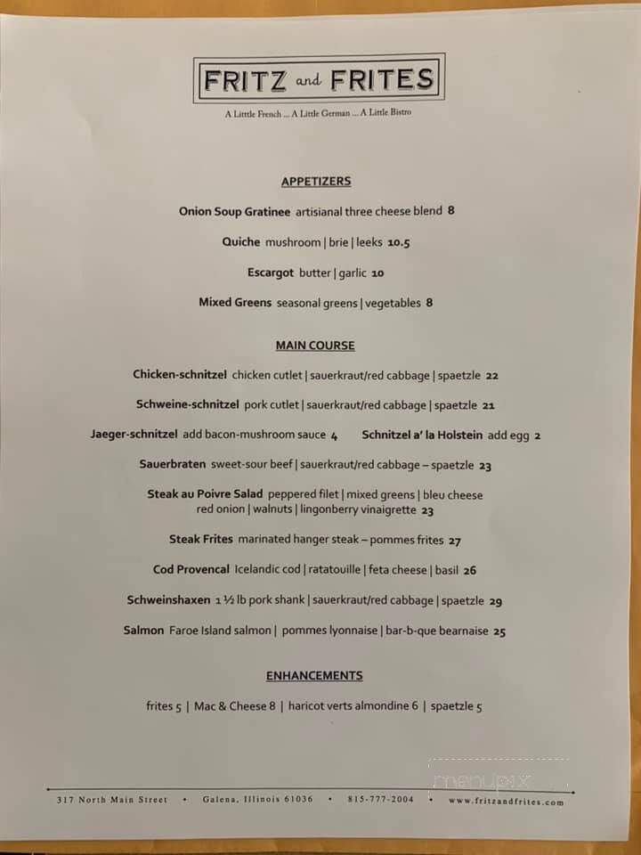 Fritz and Frites - Galena, IL menu_pic