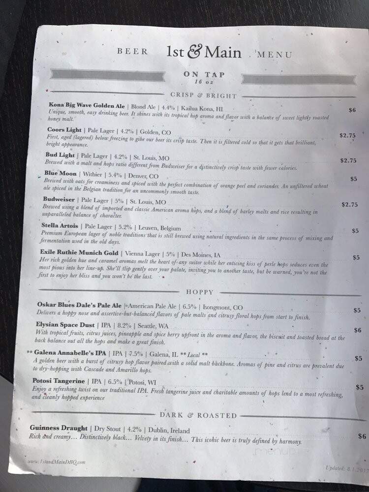 1st & Main - Dubuque, IA menu_pic