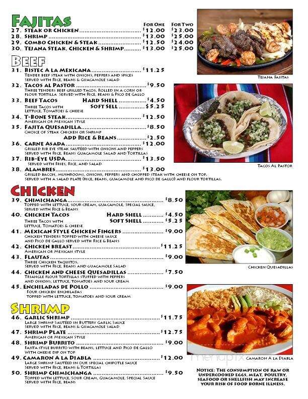 El Rio - Marianna, FL menu_pic