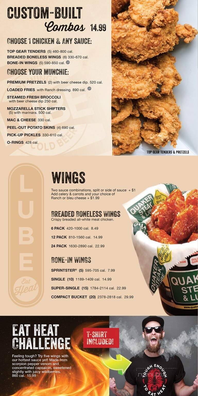 Quaker Steak & Lube - York, PA menu_pic