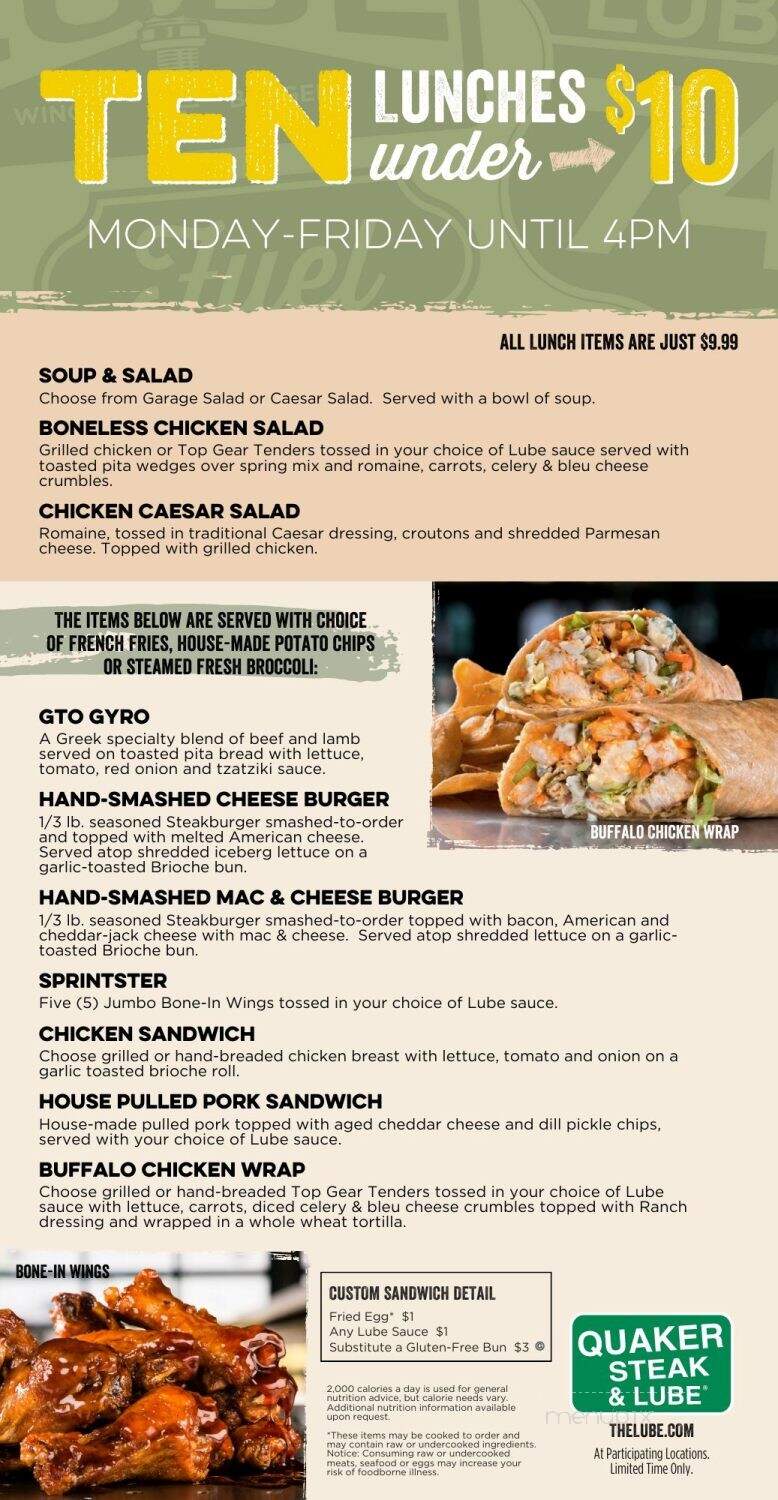 Quaker Steak & Lube - York, PA menu_pic