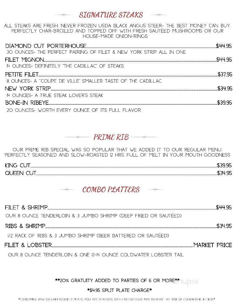 Stoneridge Inn Supper Club - Hales Corners, WI menu_pic
