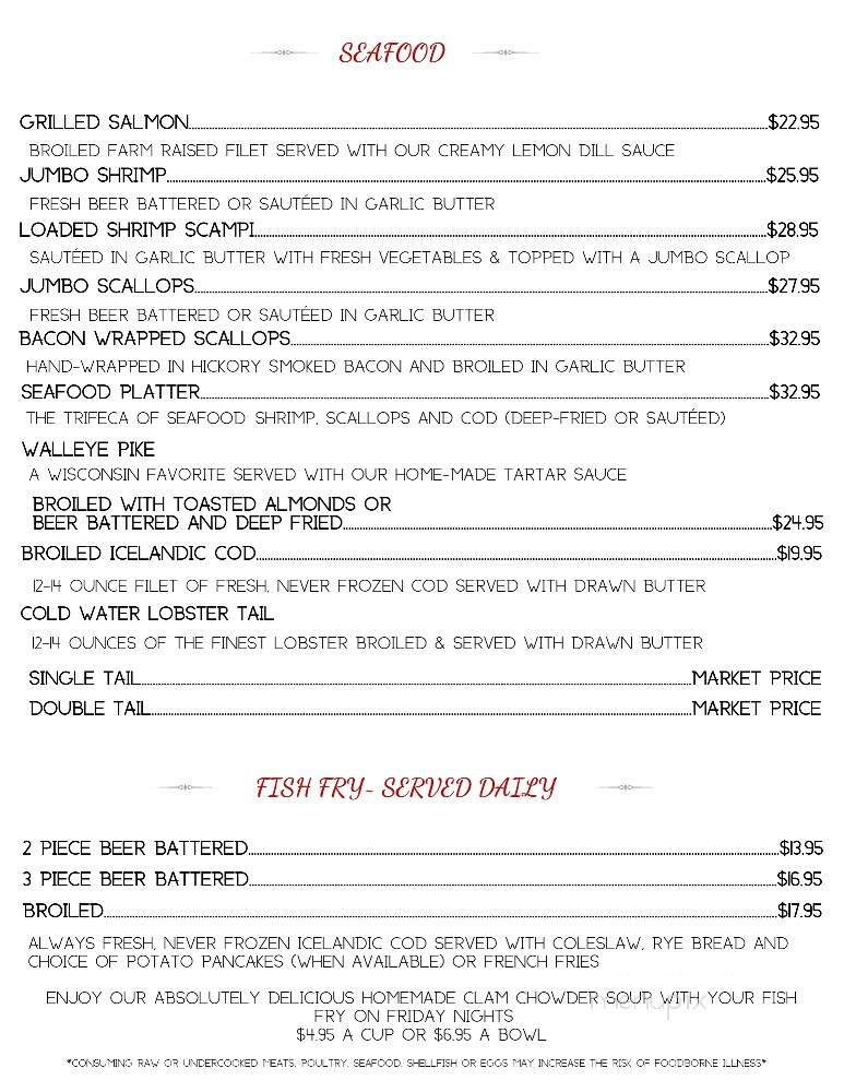 Stoneridge Inn Supper Club - Hales Corners, WI menu_pic
