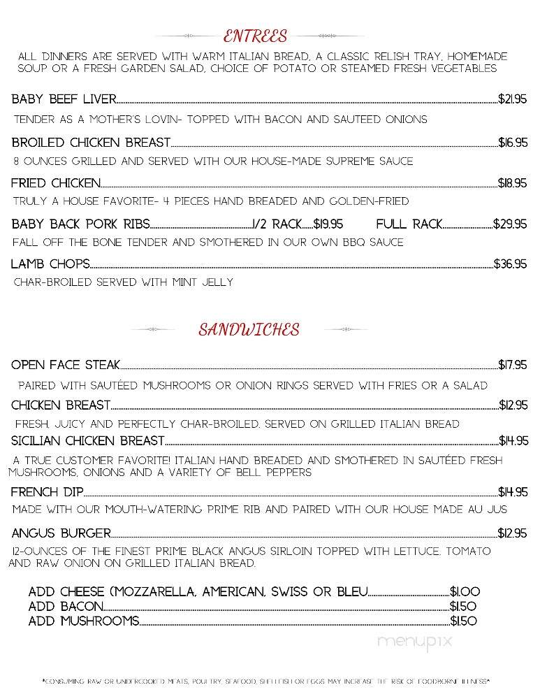 Stoneridge Inn Supper Club - Hales Corners, WI menu_pic