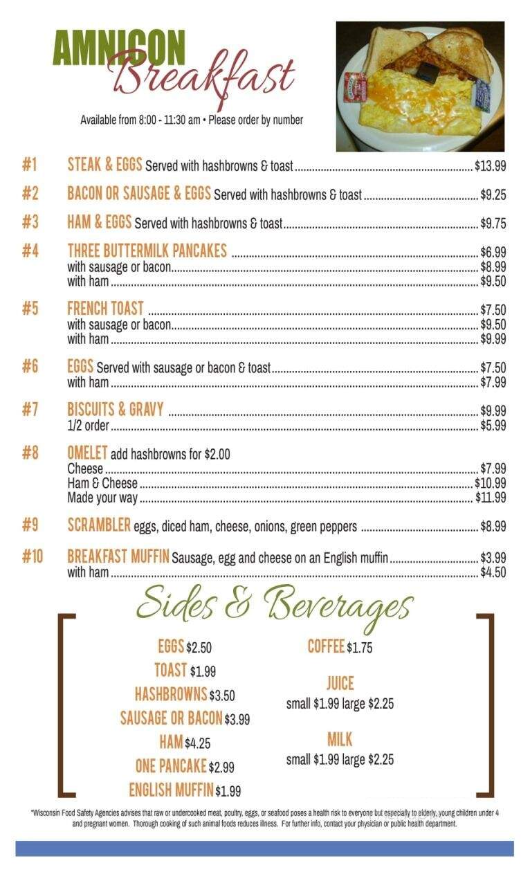 Amnicon Bar - Superior, WI menu_pic