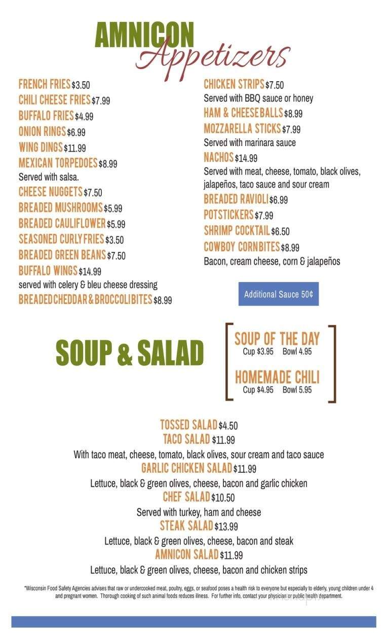 Amnicon Bar - Superior, WI menu_pic
