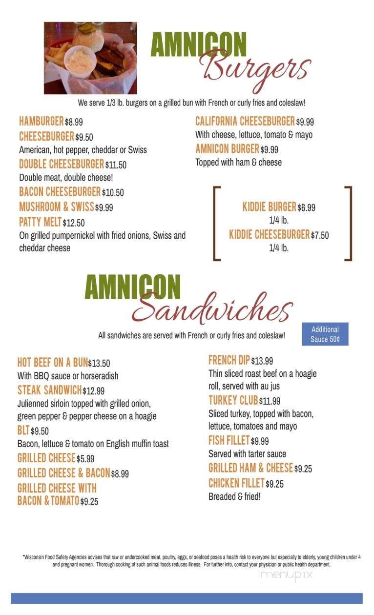 Amnicon Bar - Superior, WI menu_pic