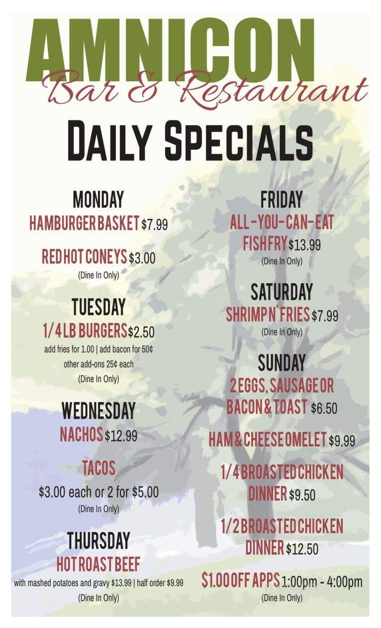 Amnicon Bar - Superior, WI menu_pic
