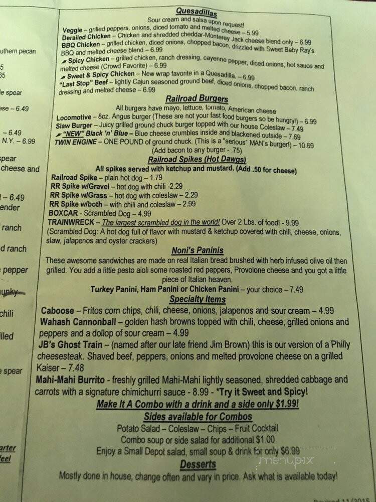 The Railroad Cafe - Fort Valley, GA menu_pic