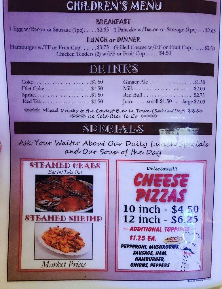 Ernie's Place - Westminster, MD menu_pic
