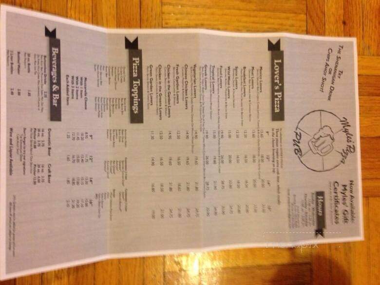 Myles' Pizza Pub & Sub Shop - Bowling Green, OH menu_pic
