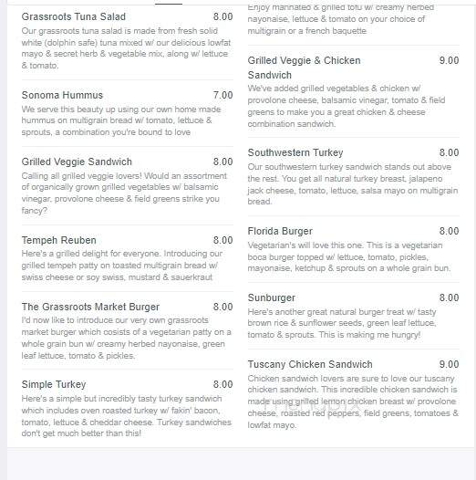 Grassroots Natural Market - Denville, NJ menu_pic