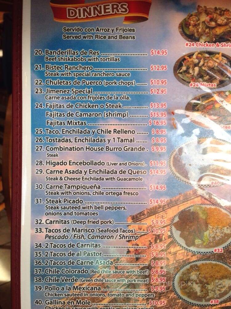 Casa Jimenez - Barstow, CA menu_pic