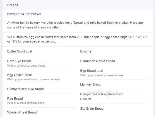 Viktor Benes Bakery - Los Angeles, CA menu_pic