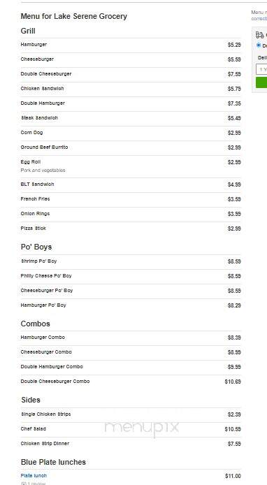 Lake Serene Grocery - Hattiesburg, MS menu_pic