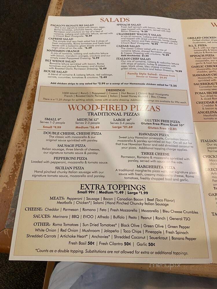 Pagalo's Pizzeria Gelato Cafe' - Milan, IL menu_pic