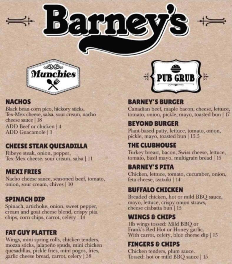 Barneys - London, ON menu_pic