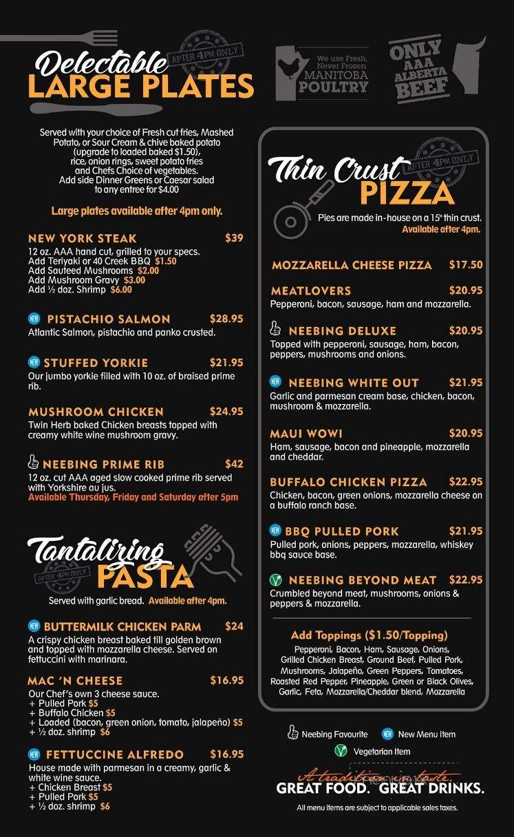 Neebing Roadhouse - Thunder Bay, ON menu_pic