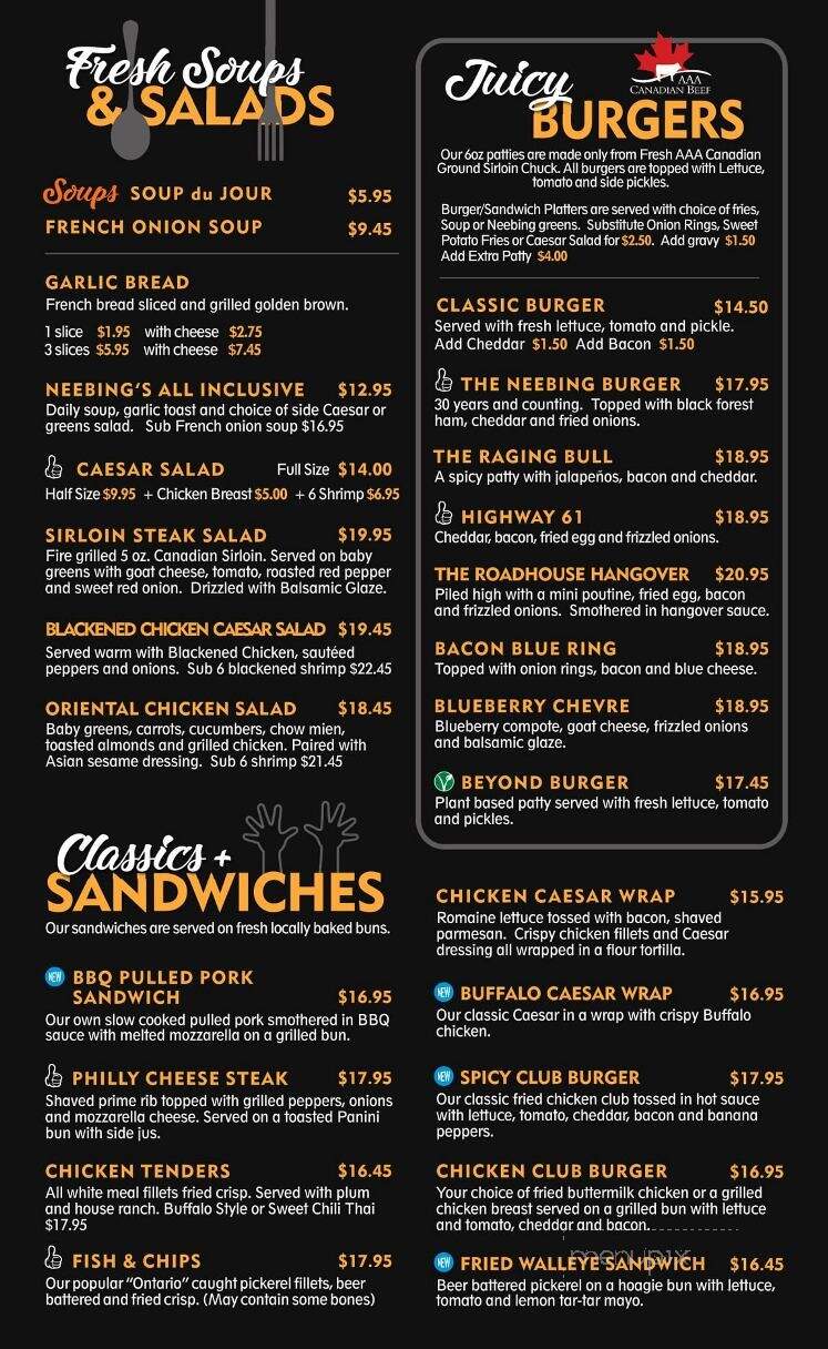 Neebing Roadhouse - Thunder Bay, ON menu_pic