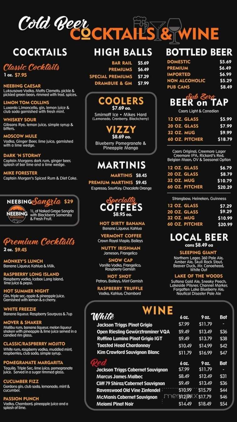 Neebing Roadhouse - Thunder Bay, ON menu_pic