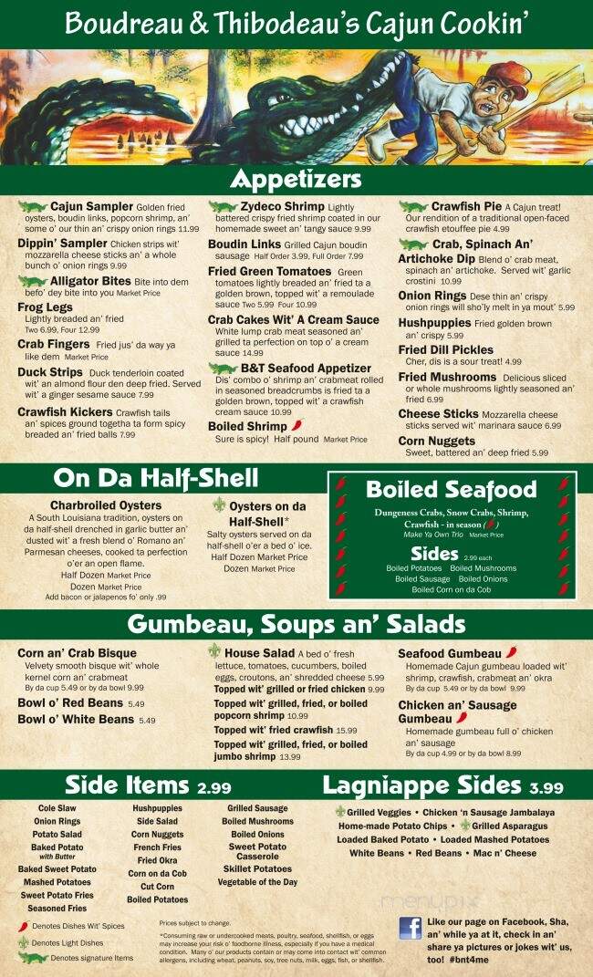 Boudreau & Thibodeau's Cajun - Houma, LA menu_pic