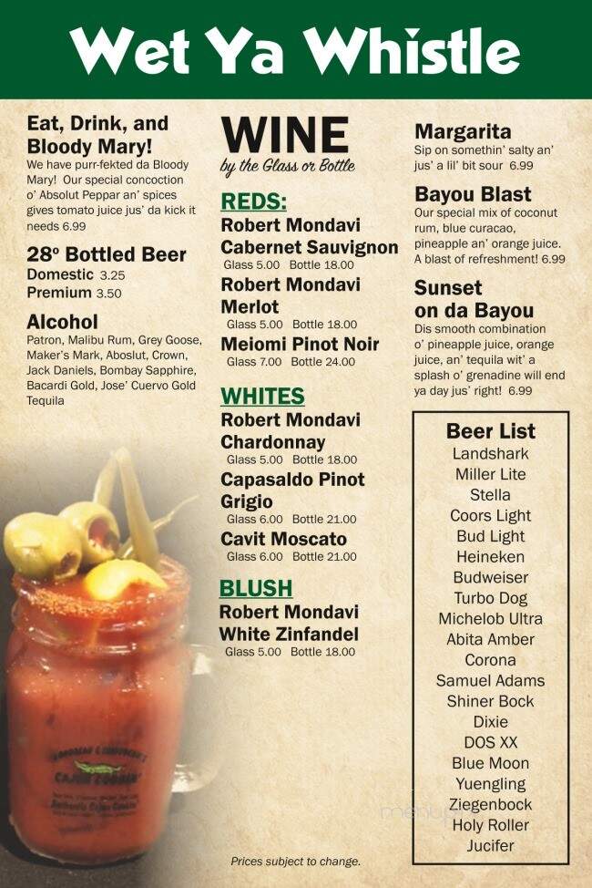 Boudreau & Thibodeau's Cajun - Houma, LA menu_pic