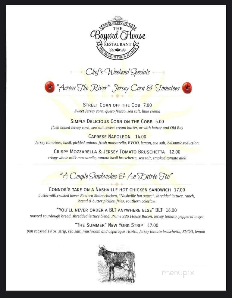 Bayard House - Chesapeake City, MD menu_pic