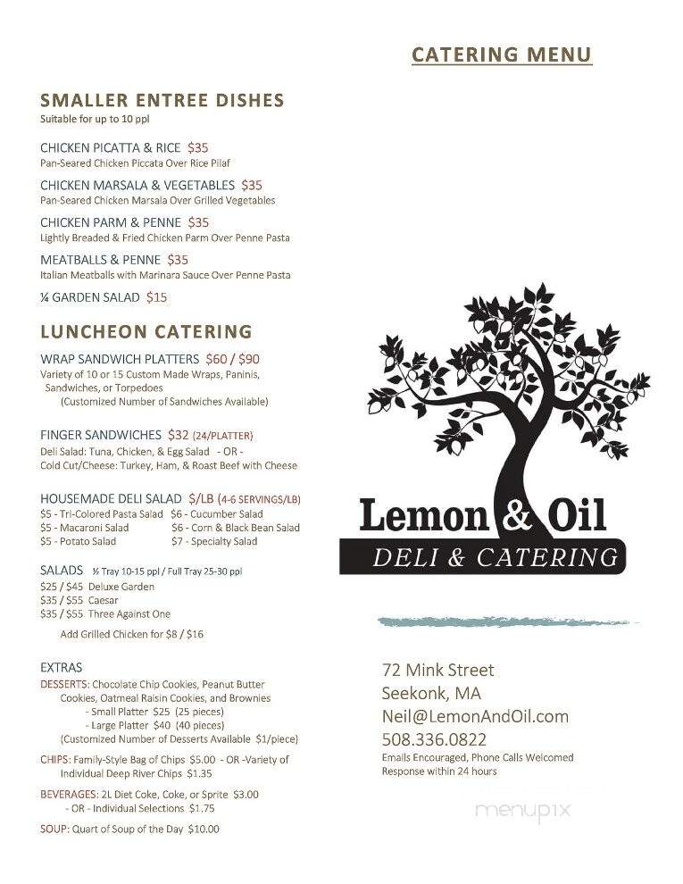 Lemon & Oil Deli - Seekonk, MA menu_pic