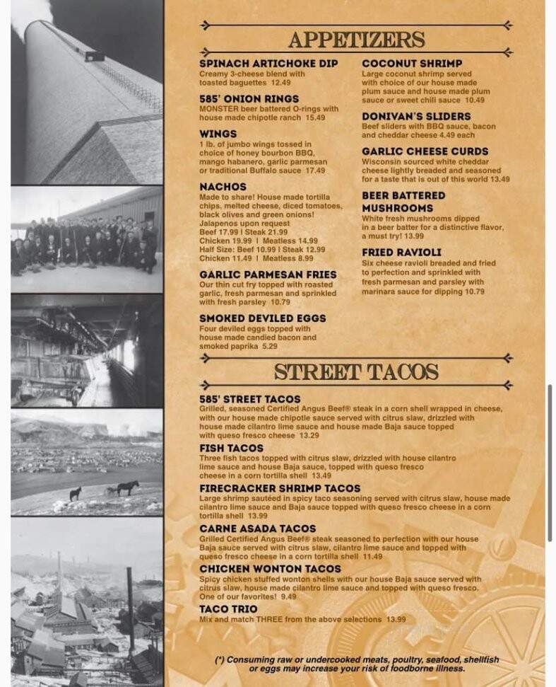 Donivan's - Anaconda, MT menu_pic