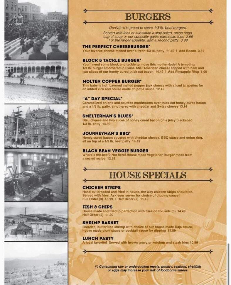 Donivan's - Anaconda, MT menu_pic