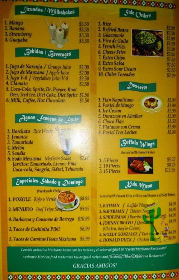 Fiesta Mexicana - Hammonton, NJ menu_pic