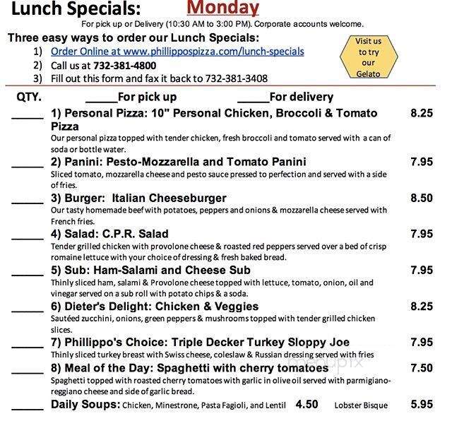 Philippo's Pizza - Clark, NJ menu_pic