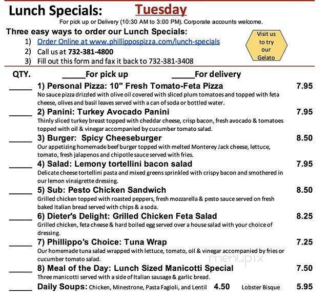 Philippo's Pizza - Clark, NJ menu_pic