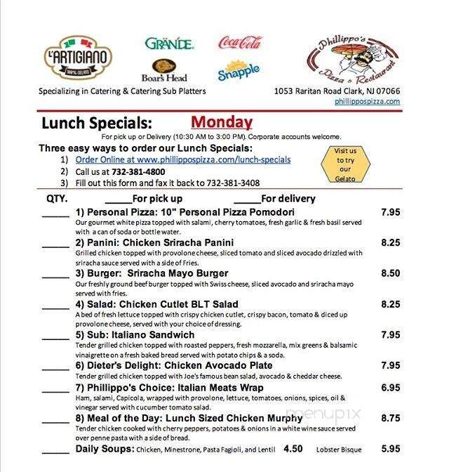 Philippo's Pizza - Clark, NJ menu_pic