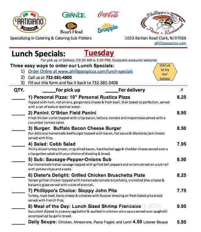 Philippo's Pizza - Clark, NJ menu_pic