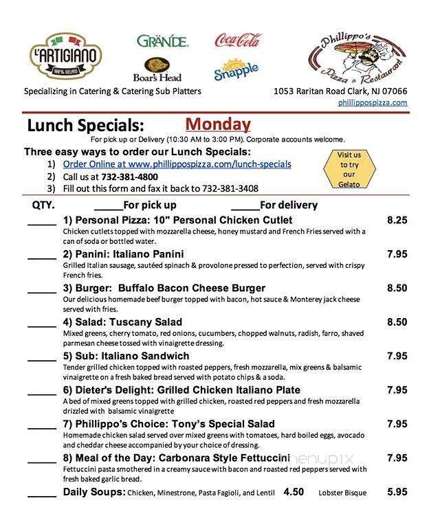 Philippo's Pizza - Clark, NJ menu_pic