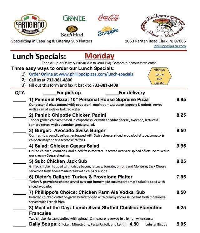 Philippo's Pizza - Clark, NJ menu_pic